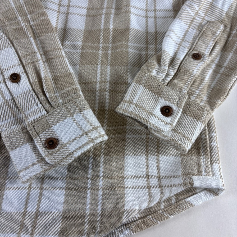 Outerknown Plaid Blanket Flannel Shirt Mens Medium Beige Tan Button Up - Picture 4 of 9